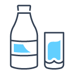 icono-leche Icono azul y negro de una botella y un vaso de leche