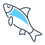 icono-pescado Icono azul y negro de un pescado