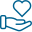 Icono azul 32px. Cuidados Icono en color azul con la imagen de una mano de perfil sosteniendo un corazón