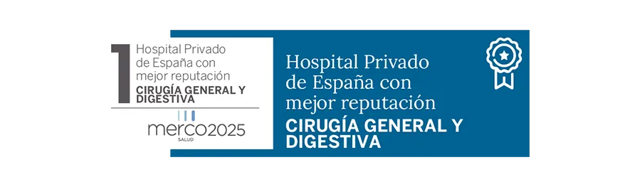 Merco Salud 2025. Cirugía General. Clínica Universidad de Navarra Imagen sello reconocimiento Cirugía General Merco Salud 2025. Clínica Universidad de Navarra