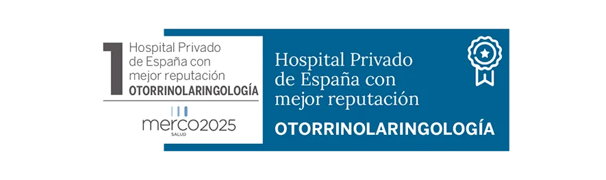 Merco Salud 2025. Otorrinolaringología. Clínica Universidad de Navarra Imagen sello reconocimiento ORL Merco Salud 2025. Clínica Universidad de Navarra