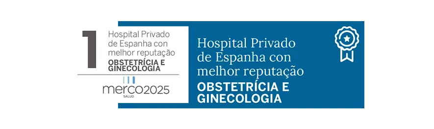 Merco Salud 2025. Ginecologia Merco Salud 2025 Imagem do selo de reconhecimento em Obstetrícia e Ginecologia. Clínica Universidad de Navarra